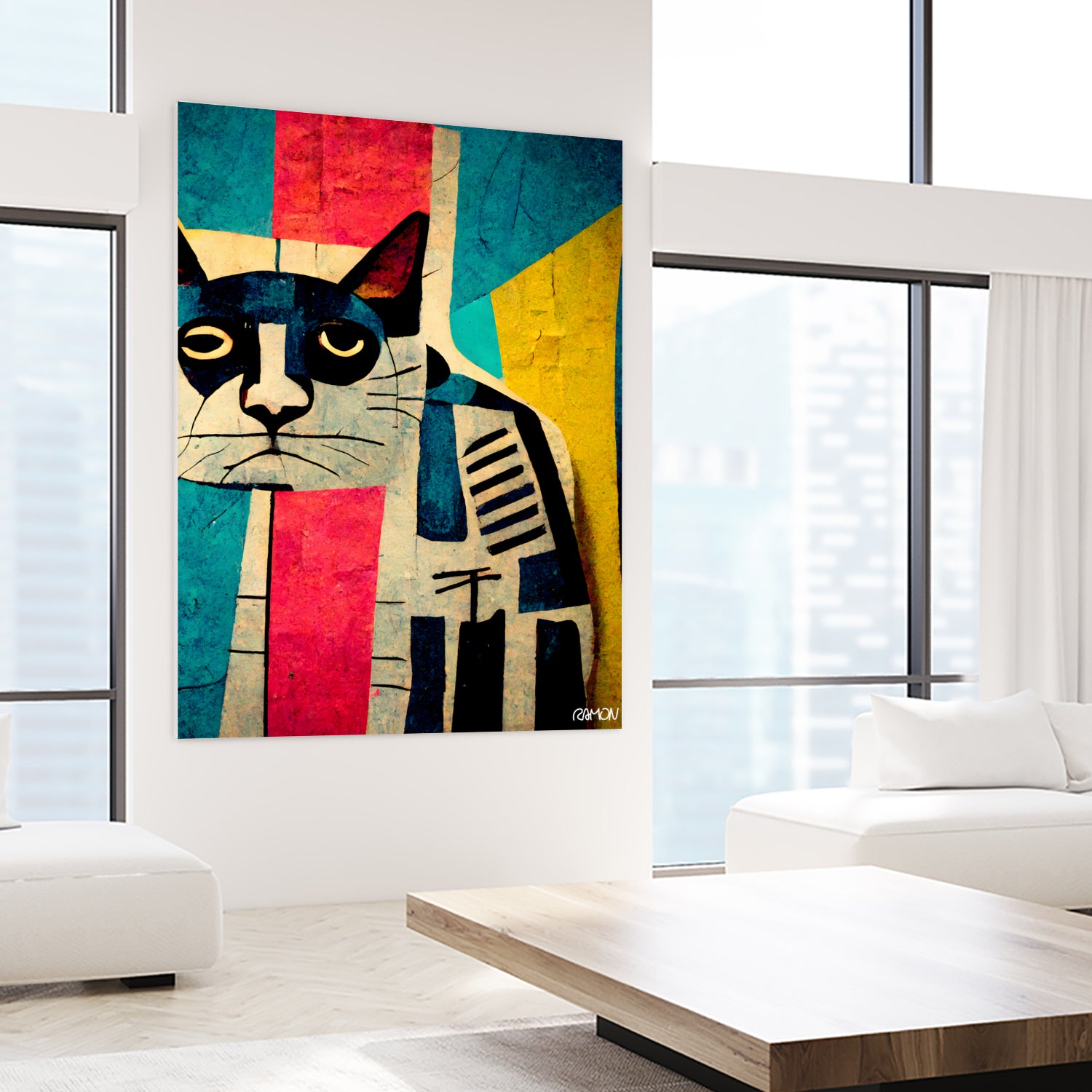 Abstract Art Cat by Ramon Souza on GIANT ART - white digital painting