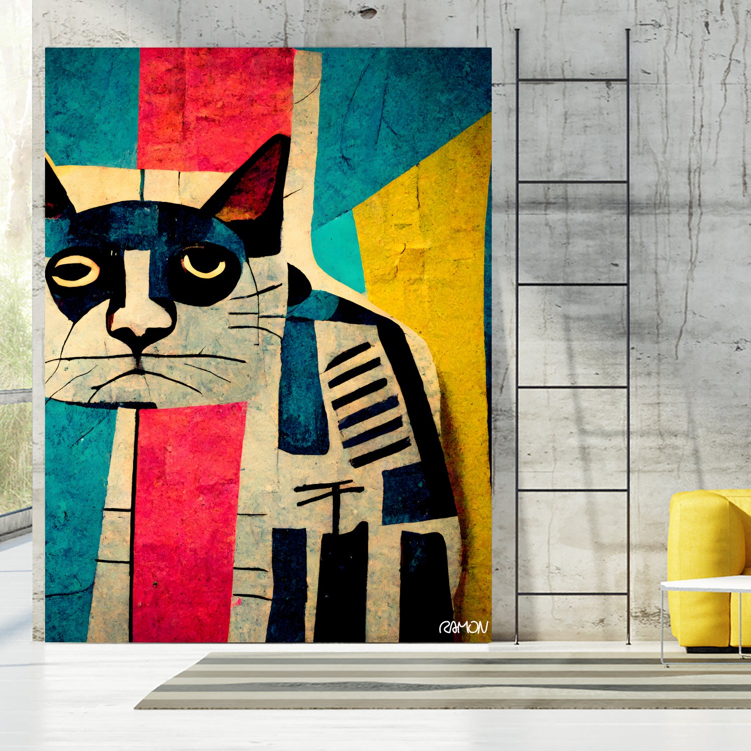 Abstract Art Cat by Ramon Souza on GIANT ART - white digital painting