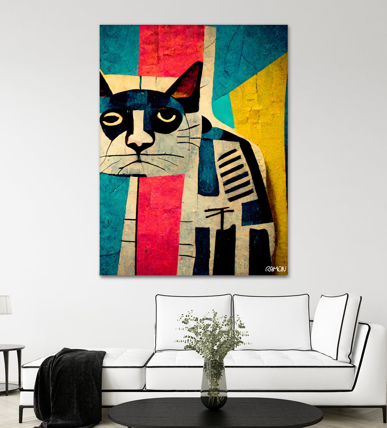 Abstract Art Cat by Ramon Souza on GIANT ART - white digital painting