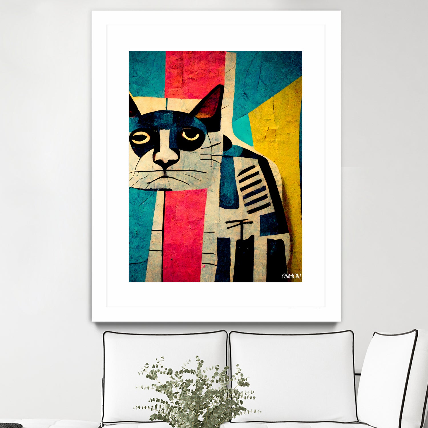 Abstract Art Cat by Ramon Souza on GIANT ART - white digital painting