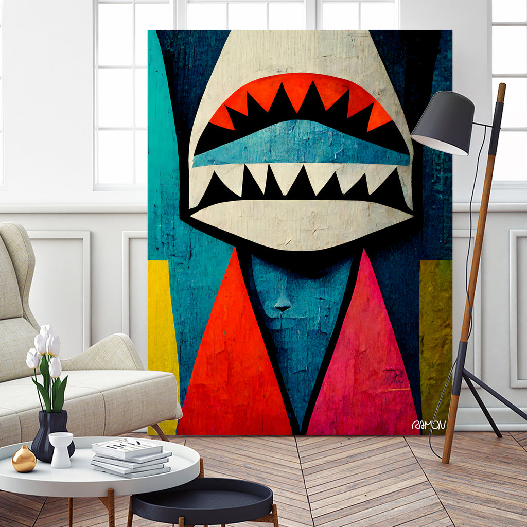 Caution Shark! by Ramon Souza on GIANT ART - blue digital painting