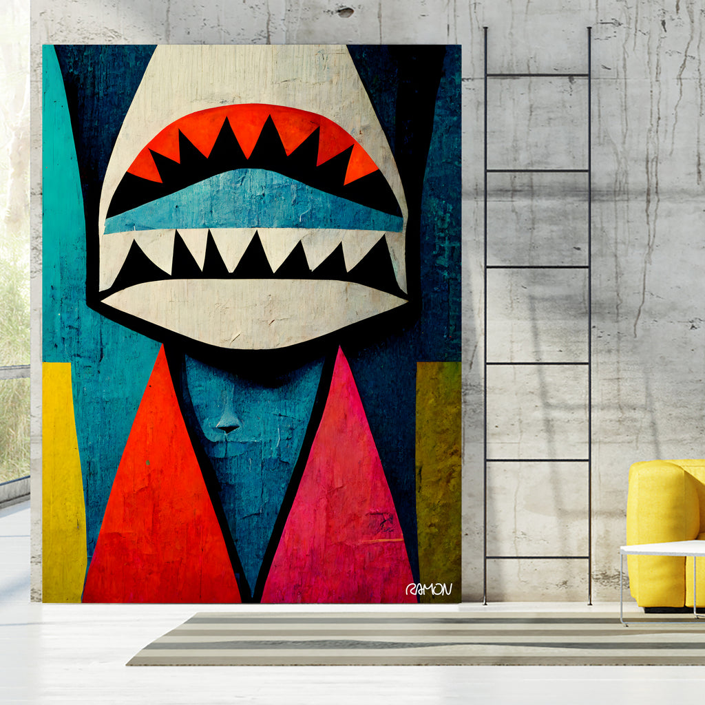 Caution Shark! by Ramon Souza on GIANT ART - blue digital painting