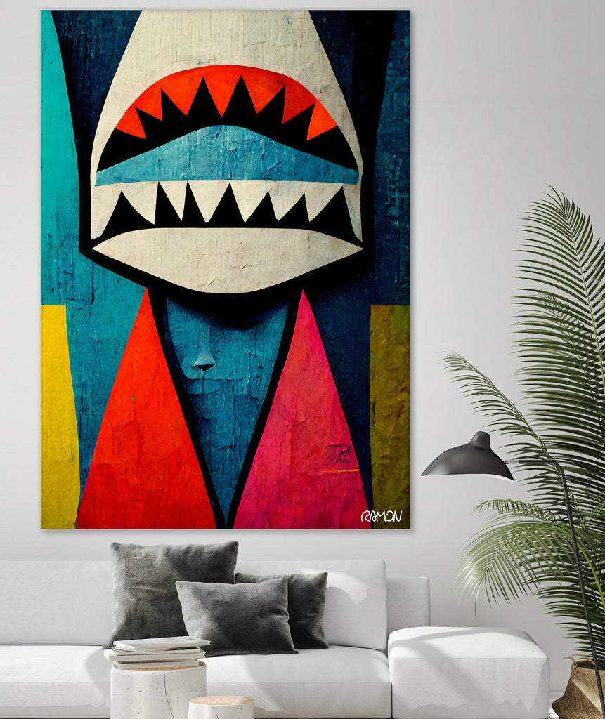 Caution Shark! by Ramon Souza on GIANT ART - blue digital painting