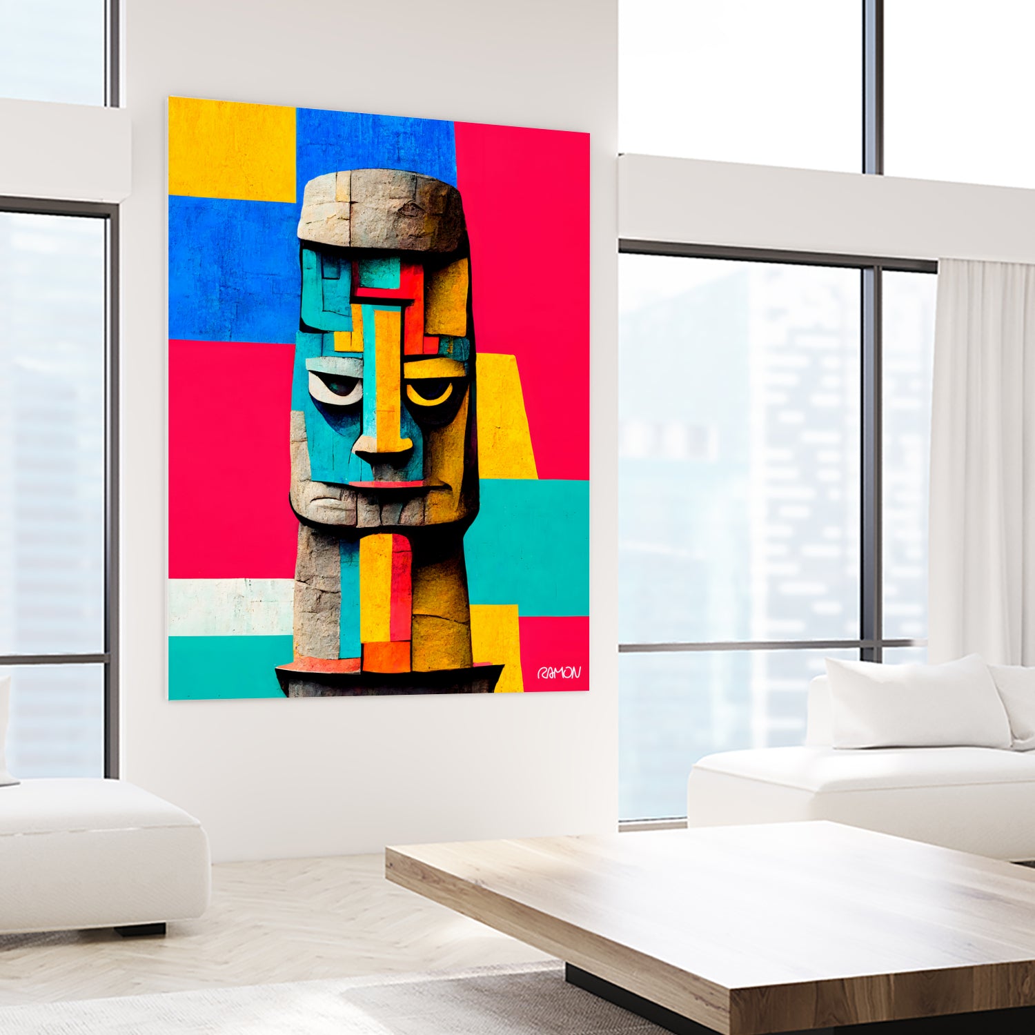 Moai Statue by Ramon Souza on GIANT ART - yellow digital painting