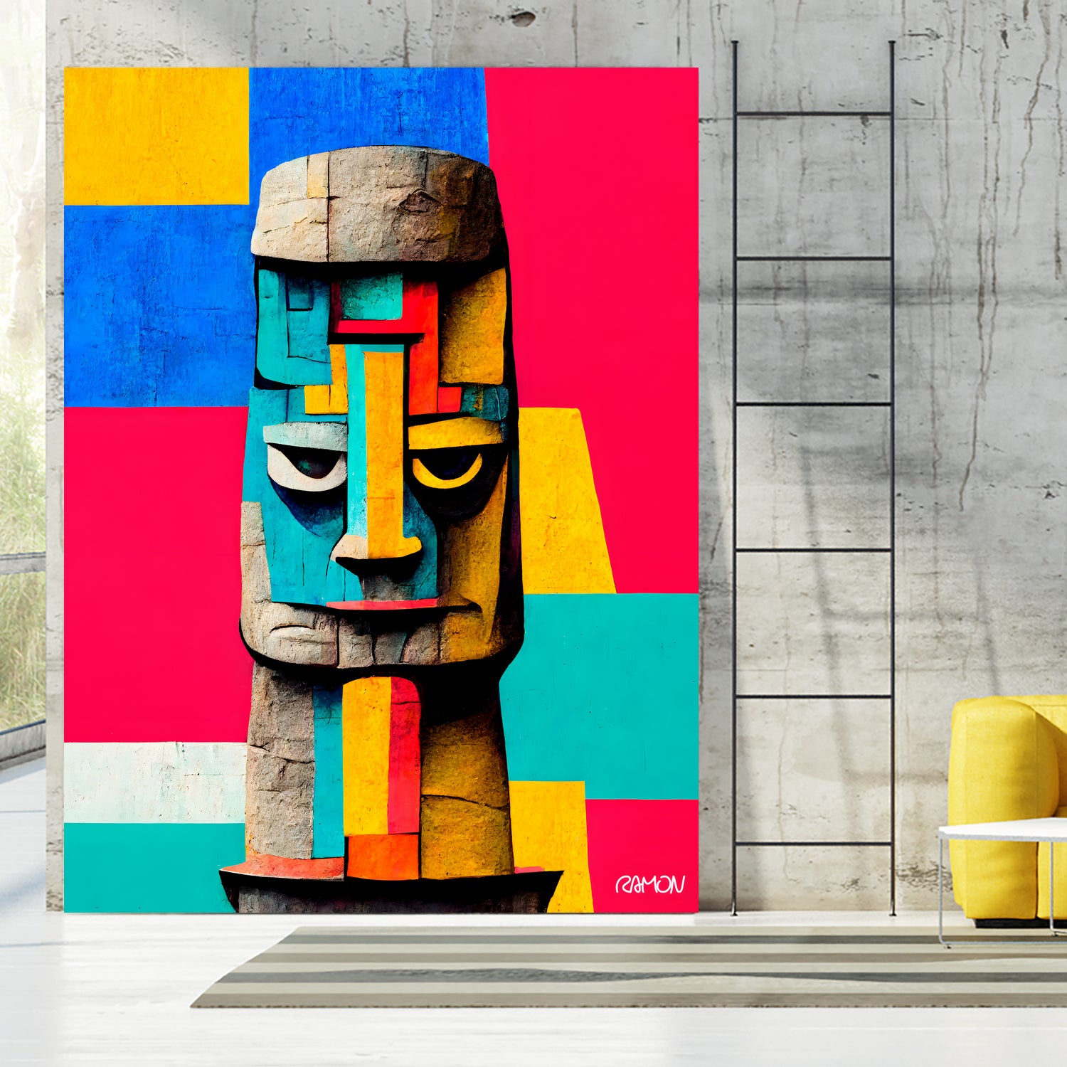 Moai Statue by Ramon Souza on GIANT ART - yellow digital painting