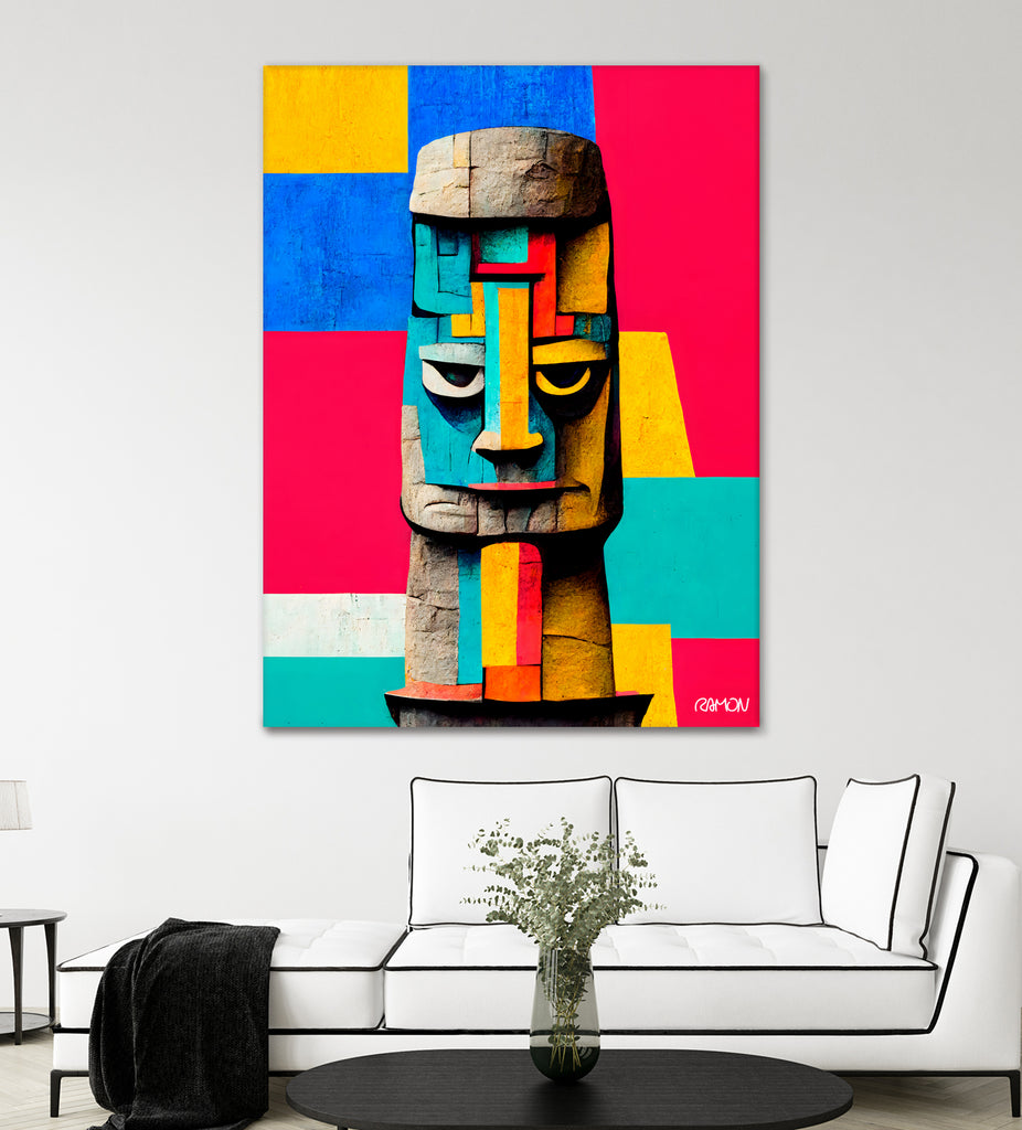 Moai Statue by Ramon Souza on GIANT ART - yellow digital painting