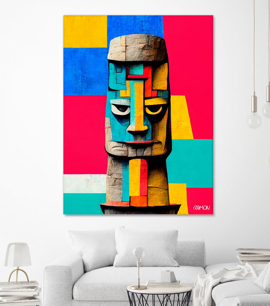 Moai Statue by Ramon Souza on GIANT ART - yellow digital painting