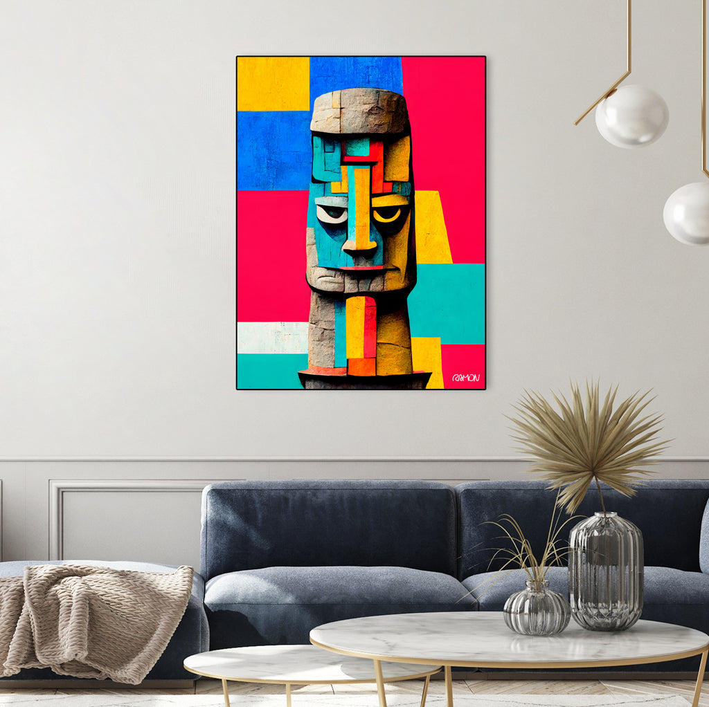 Moai Statue by Ramon Souza on GIANT ART - yellow digital painting