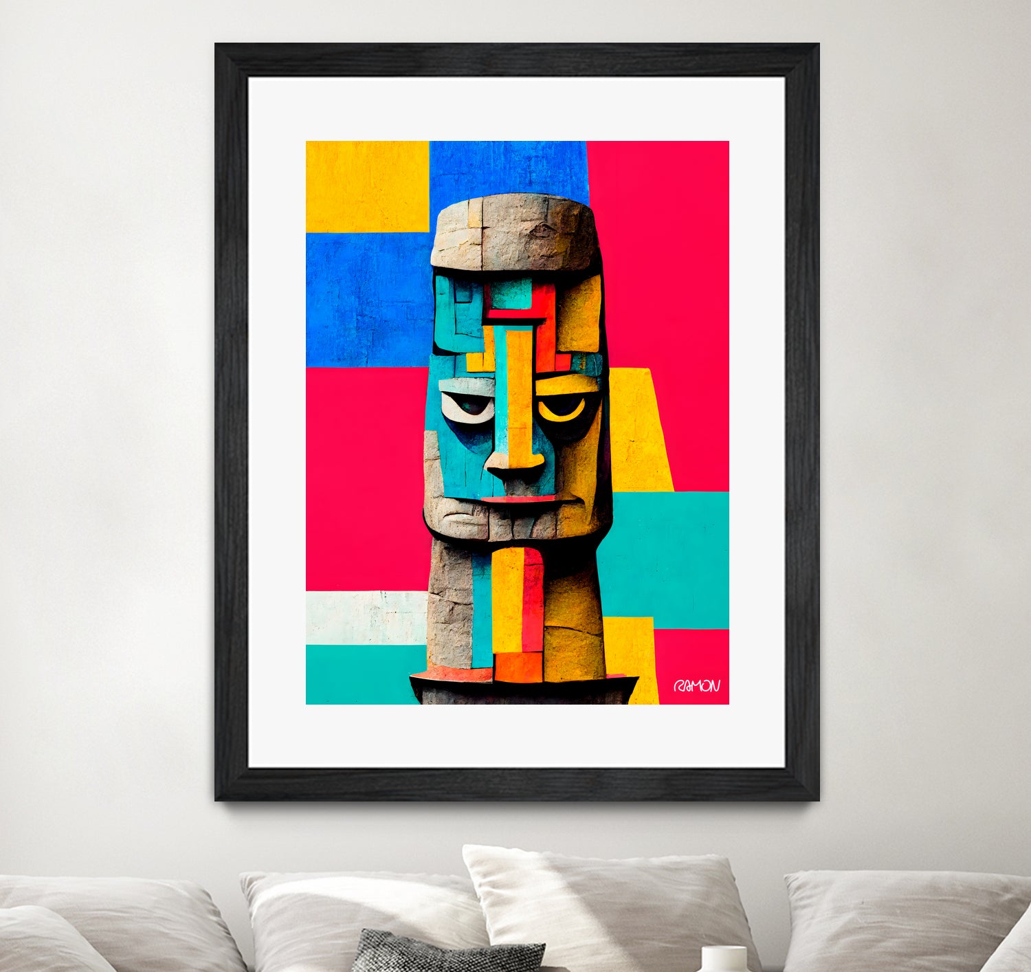 Moai Statue by Ramon Souza on GIANT ART - yellow digital painting