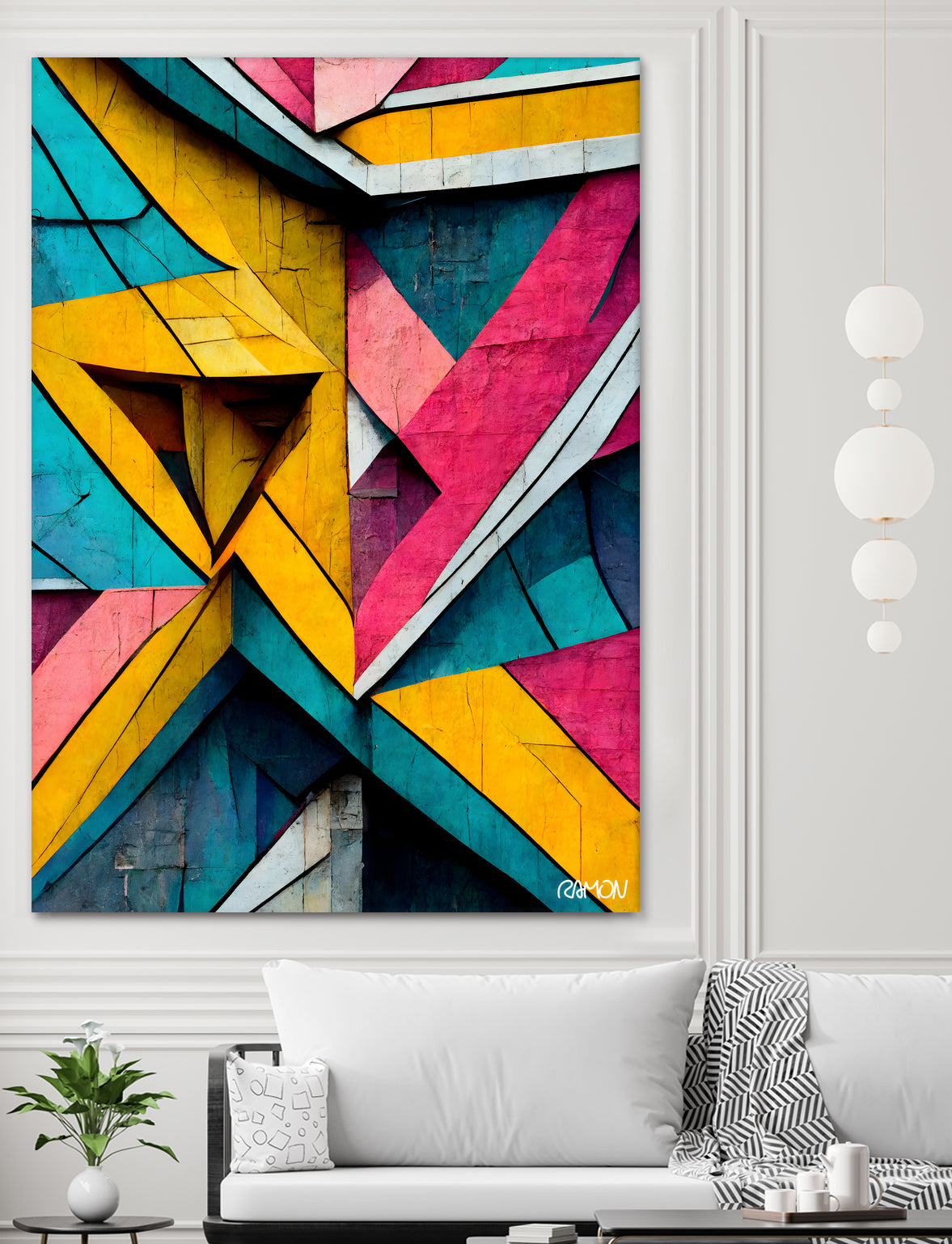 Origami Wall by Ramon Souza on GIANT ART - blue digital painting