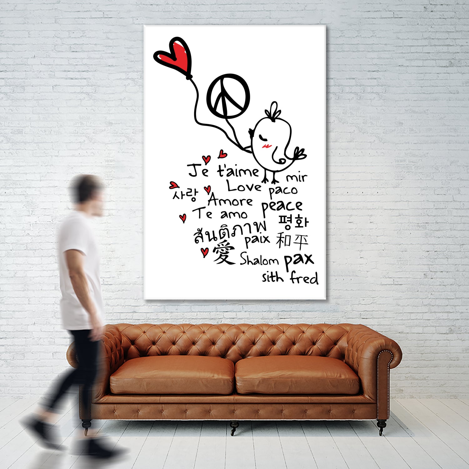 peace and love bird by Cindy Shim on GIANT ART - black typography