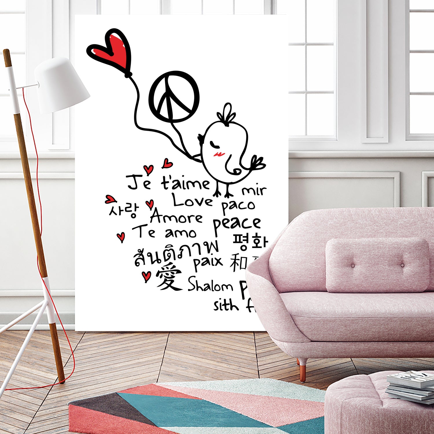 peace and love bird by Cindy Shim on GIANT ART - black typography