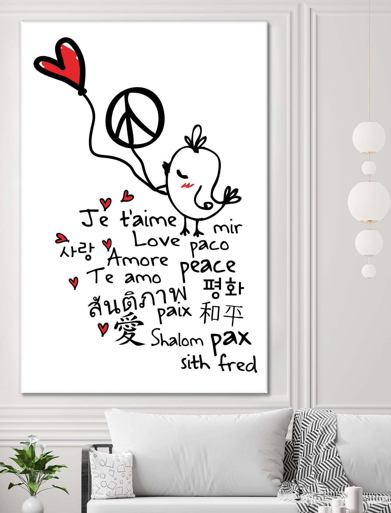 peace and love bird by Cindy Shim on GIANT ART - black typography