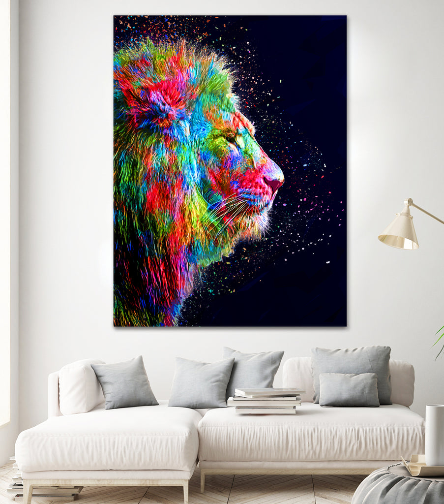 Colored Lion by Milos Karanovic on GIANT ART - black photo illustration