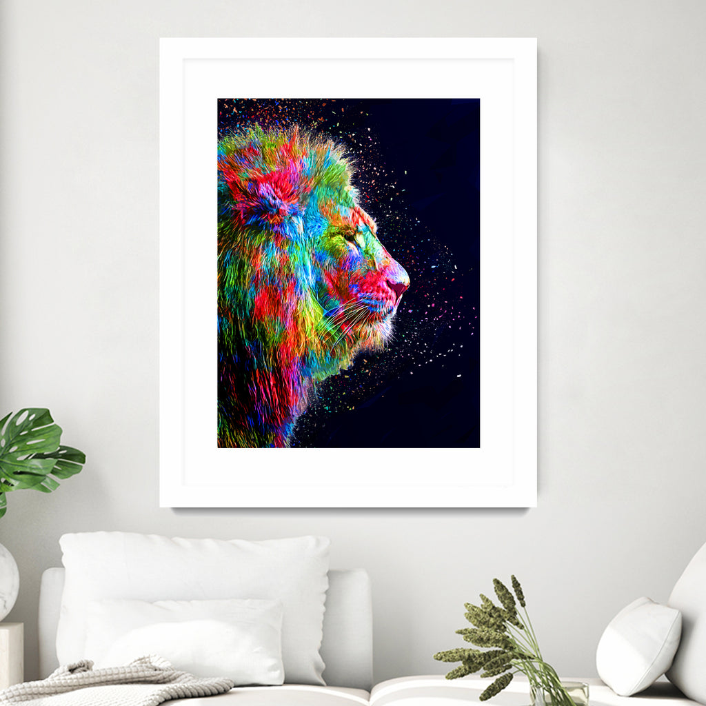 Colored Lion by Milos Karanovic on GIANT ART - black photo illustration