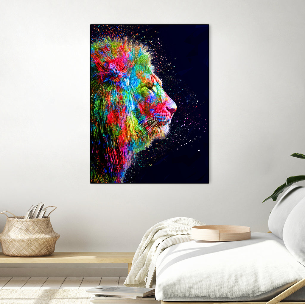 Colored Lion by Milos Karanovic on GIANT ART - black photo illustration