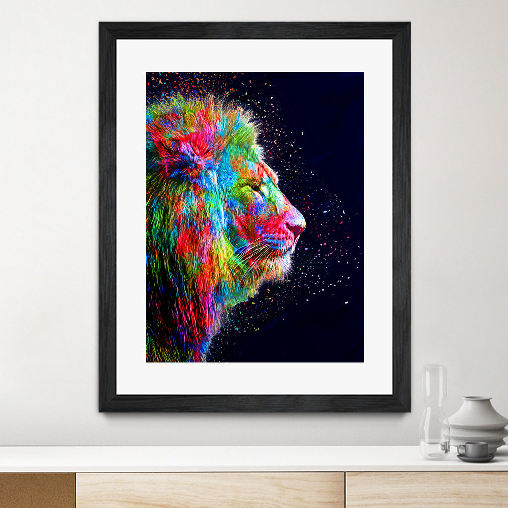 Colored Lion by Milos Karanovic on GIANT ART - black photo illustration