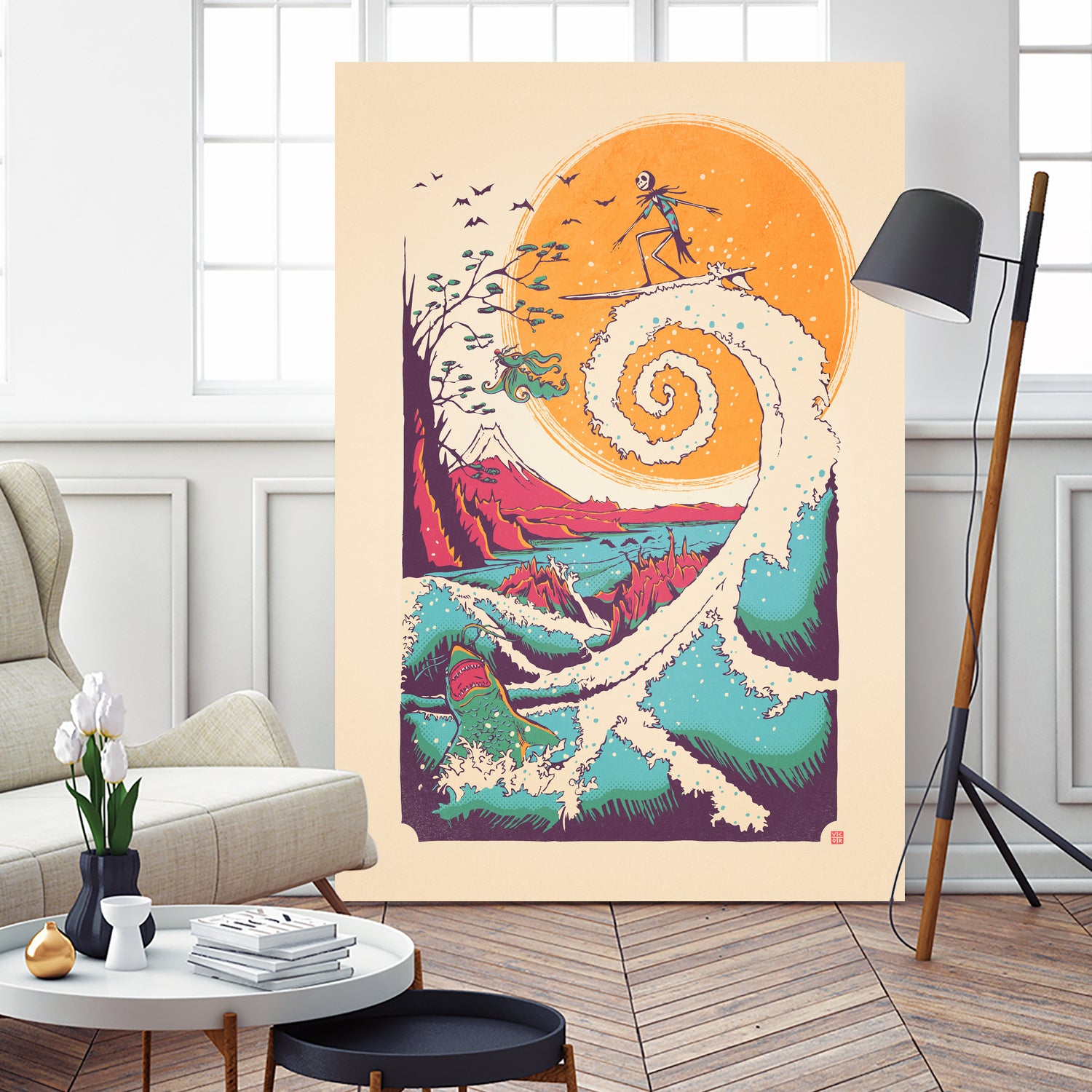 Surf Before Christmas by Victor Vercesi on GIANT ART - yellow digital drawing