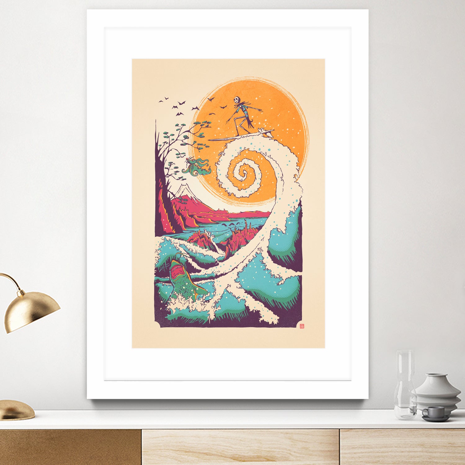 Surf Before Christmas by Victor Vercesi on GIANT ART - yellow digital drawing