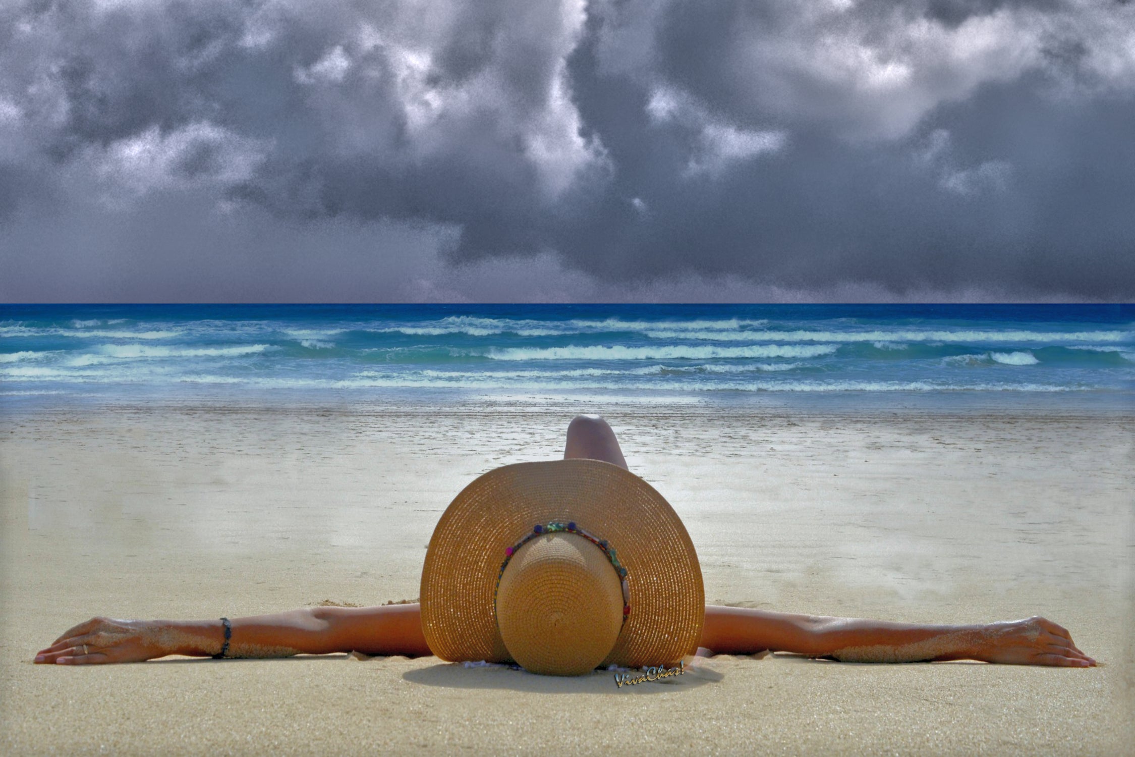 The Internationally Recognized Opinionist On the Beach by charles sinklier on GIANT ART - blue photo illustration