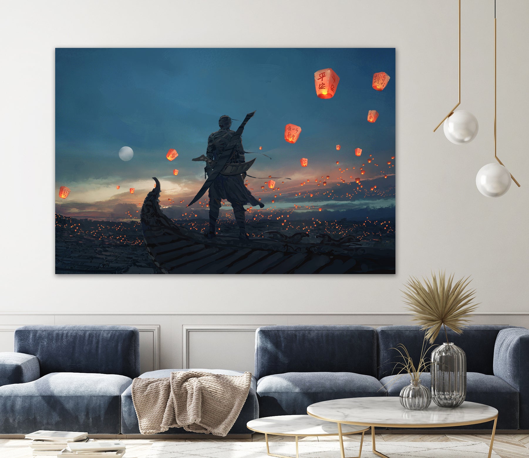 Sky Lanterns by Ling Wang on GIANT ART - blue digital painting