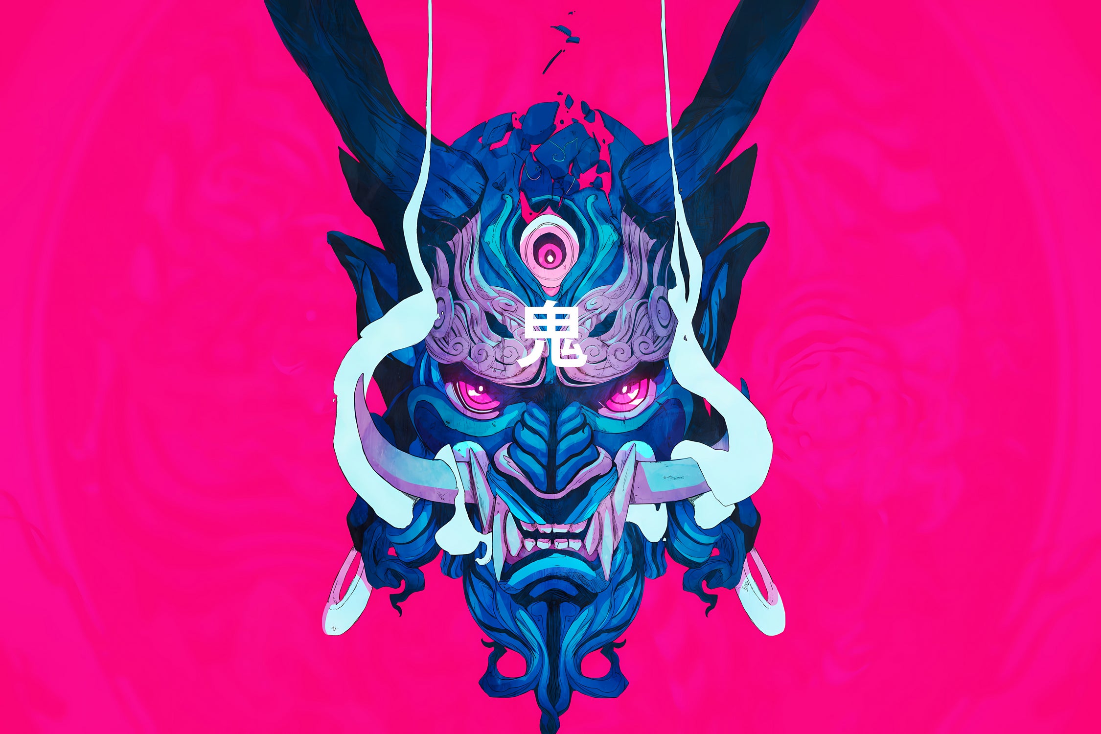 Oni Demon Mask Samurai by Edo Agus Setiawan on GIANT ART - pink photo illustration