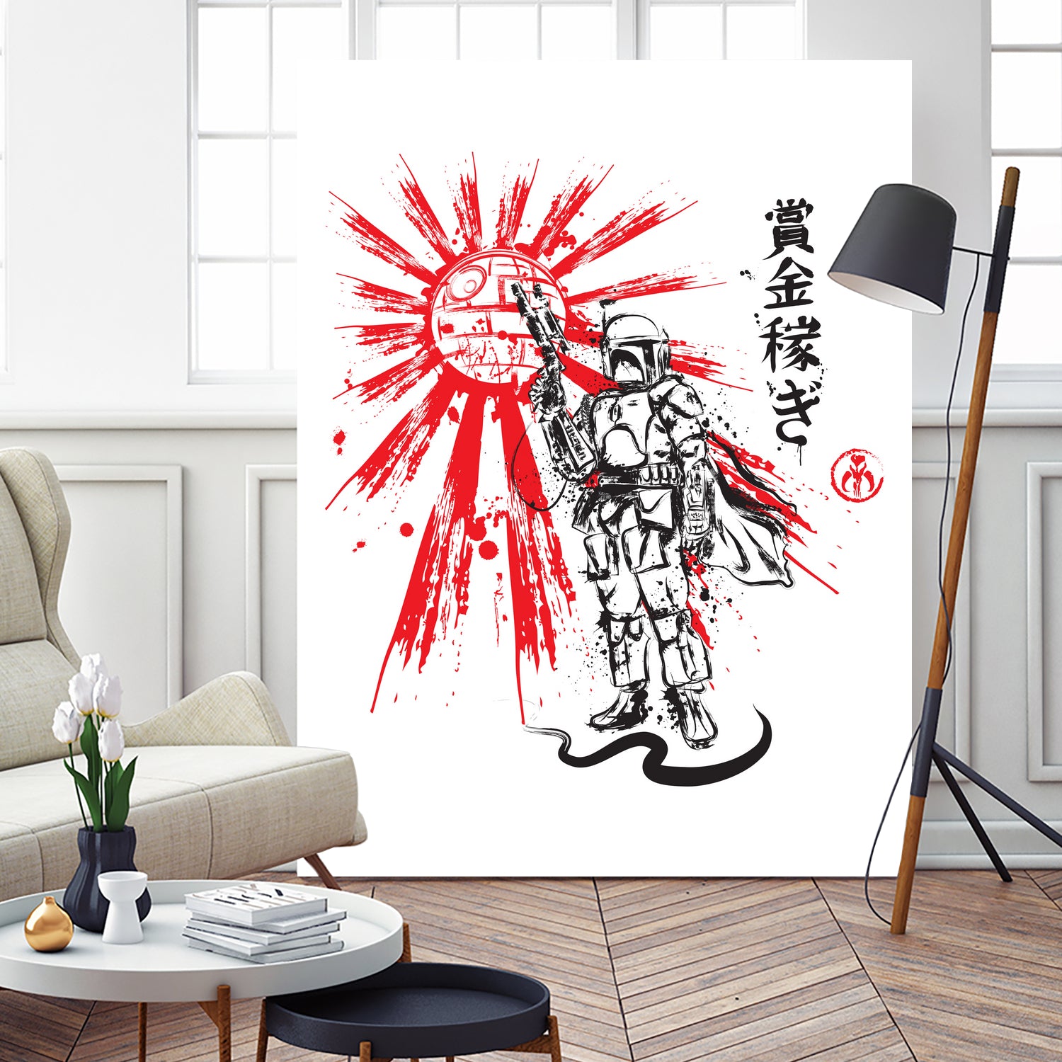 Mandalorian Warrior sumi-e by Antonio Camarena on GIANT ART - white digital painting