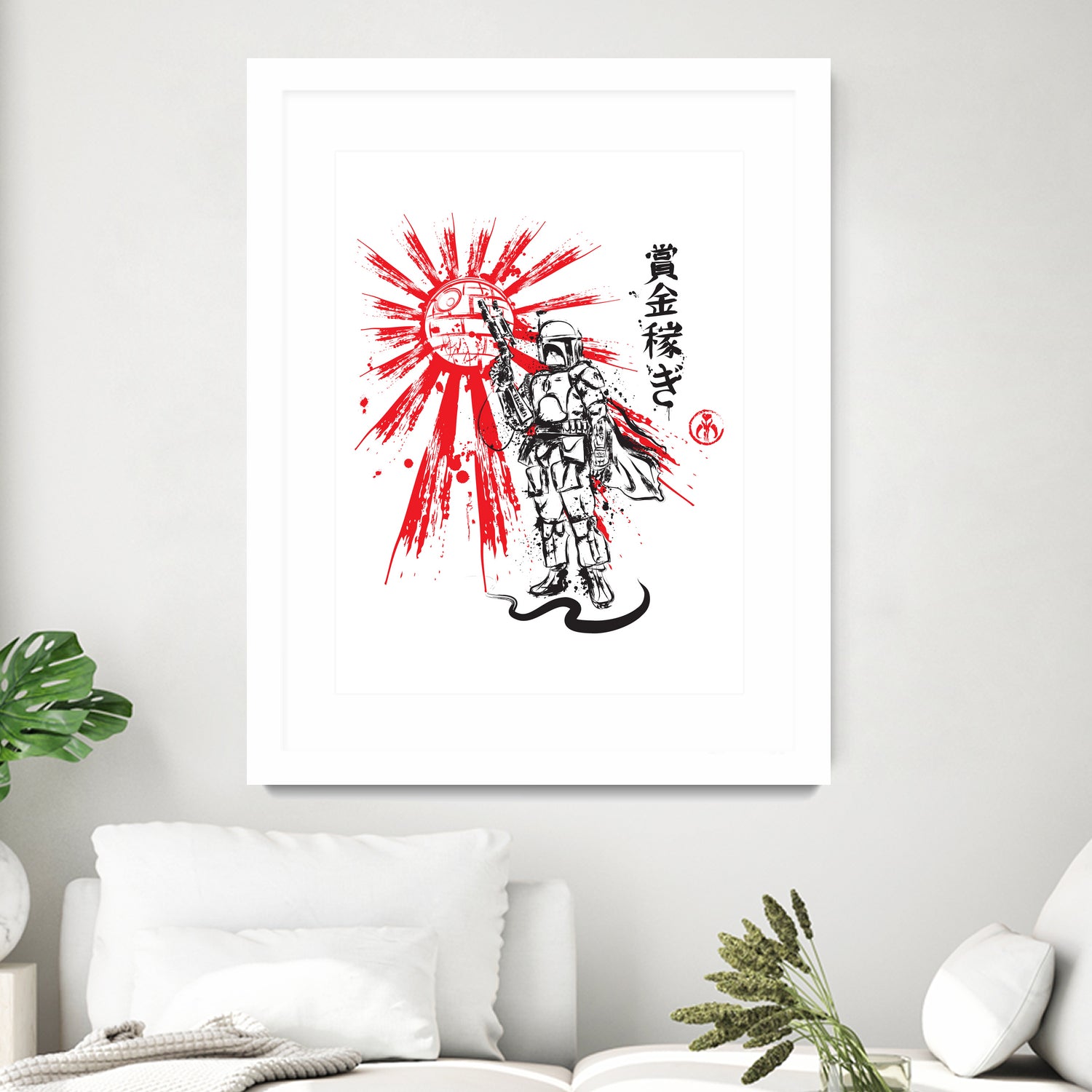 Mandalorian Warrior sumi-e by Antonio Camarena on GIANT ART - white digital painting