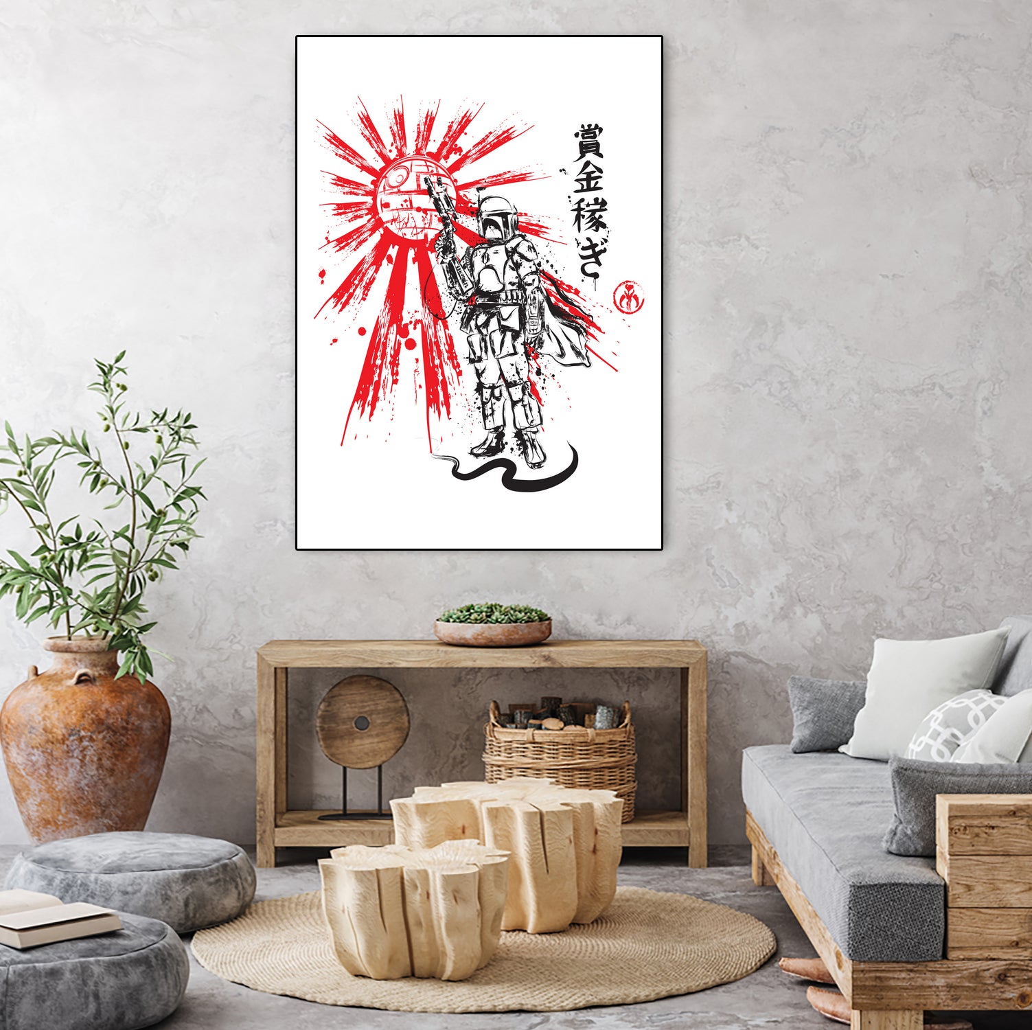 Mandalorian Warrior sumi-e by Antonio Camarena on GIANT ART - white digital painting