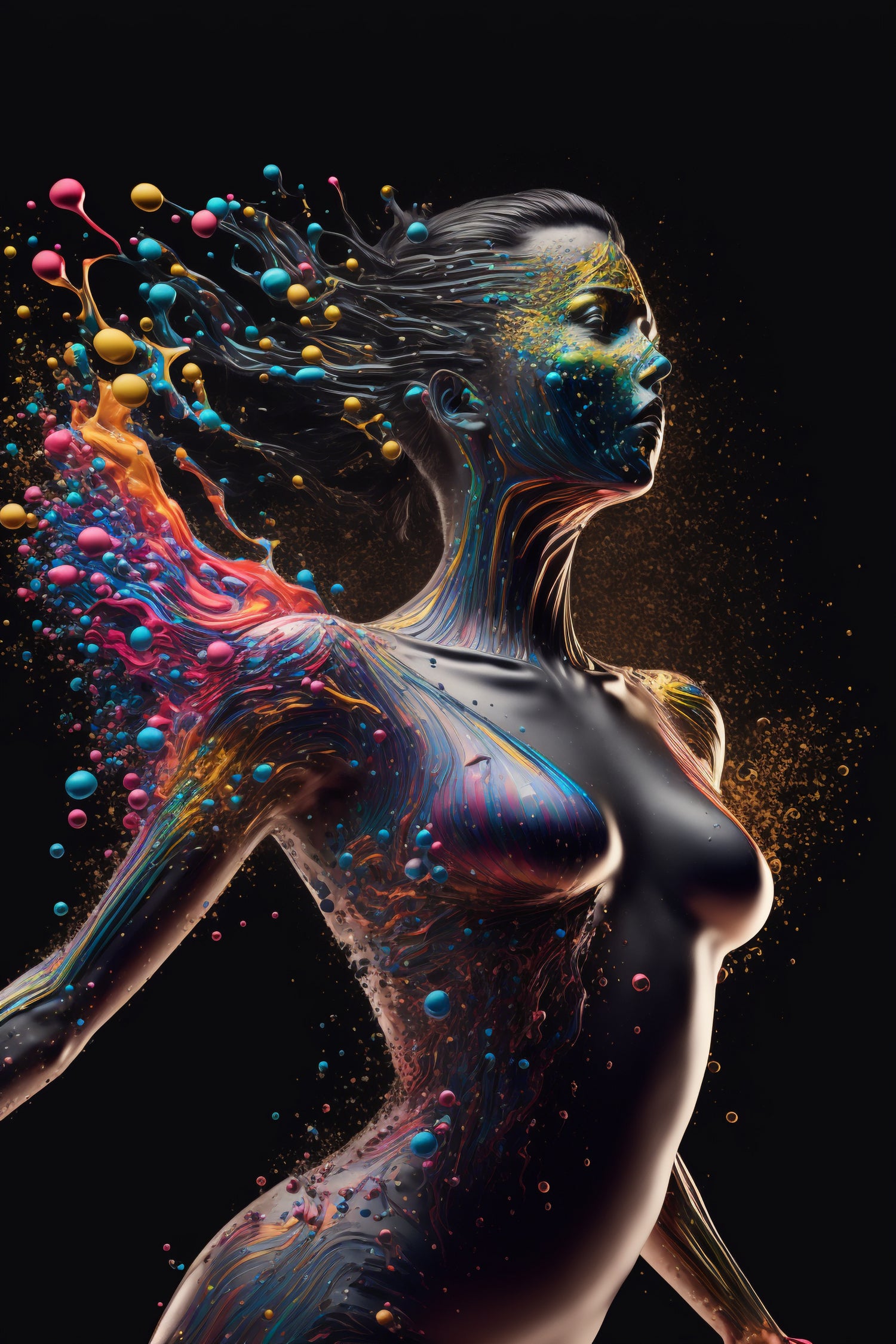 Woman from colors splash by Studio OMG on GIANT ART - gray digital painting