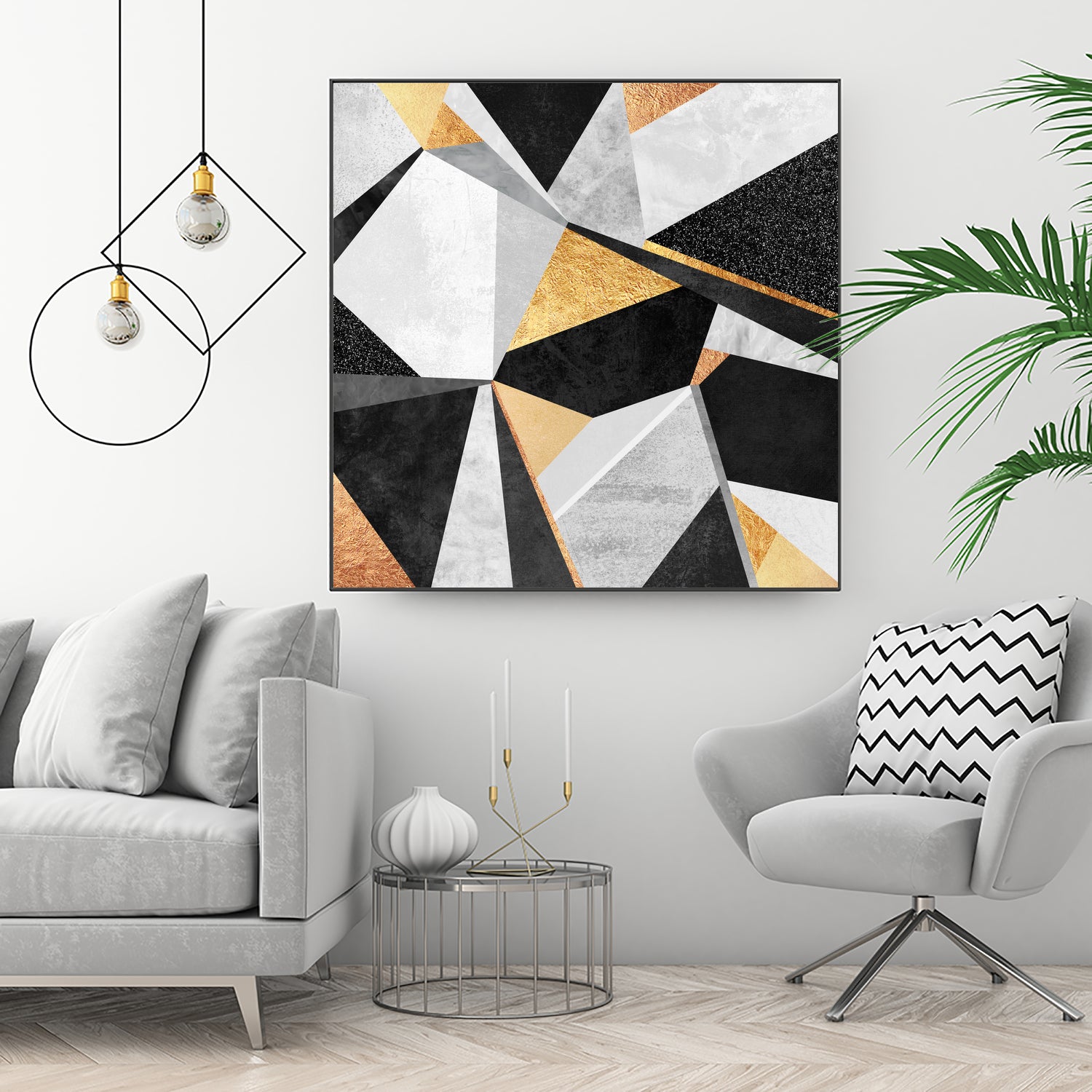 Geometry / Gold by Elisabeth Fredriksson on GIANT ART - yellow mixed media