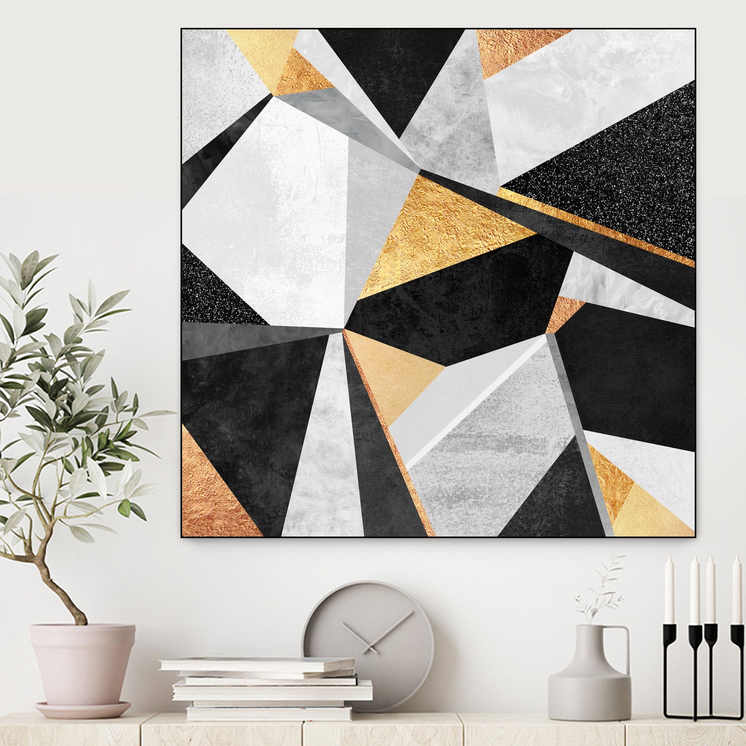 Geometry / Gold by Elisabeth Fredriksson on GIANT ART - yellow mixed media