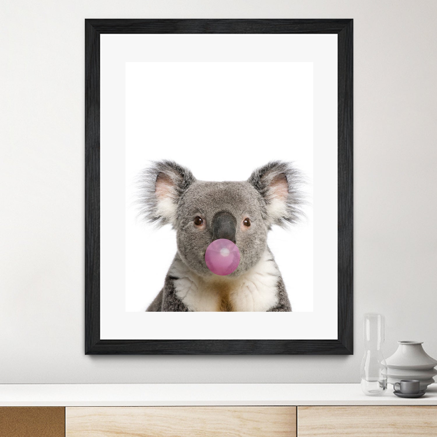 koala with bubble gum by miguel angel romero franco on GIANT ART - gray photo manipulation