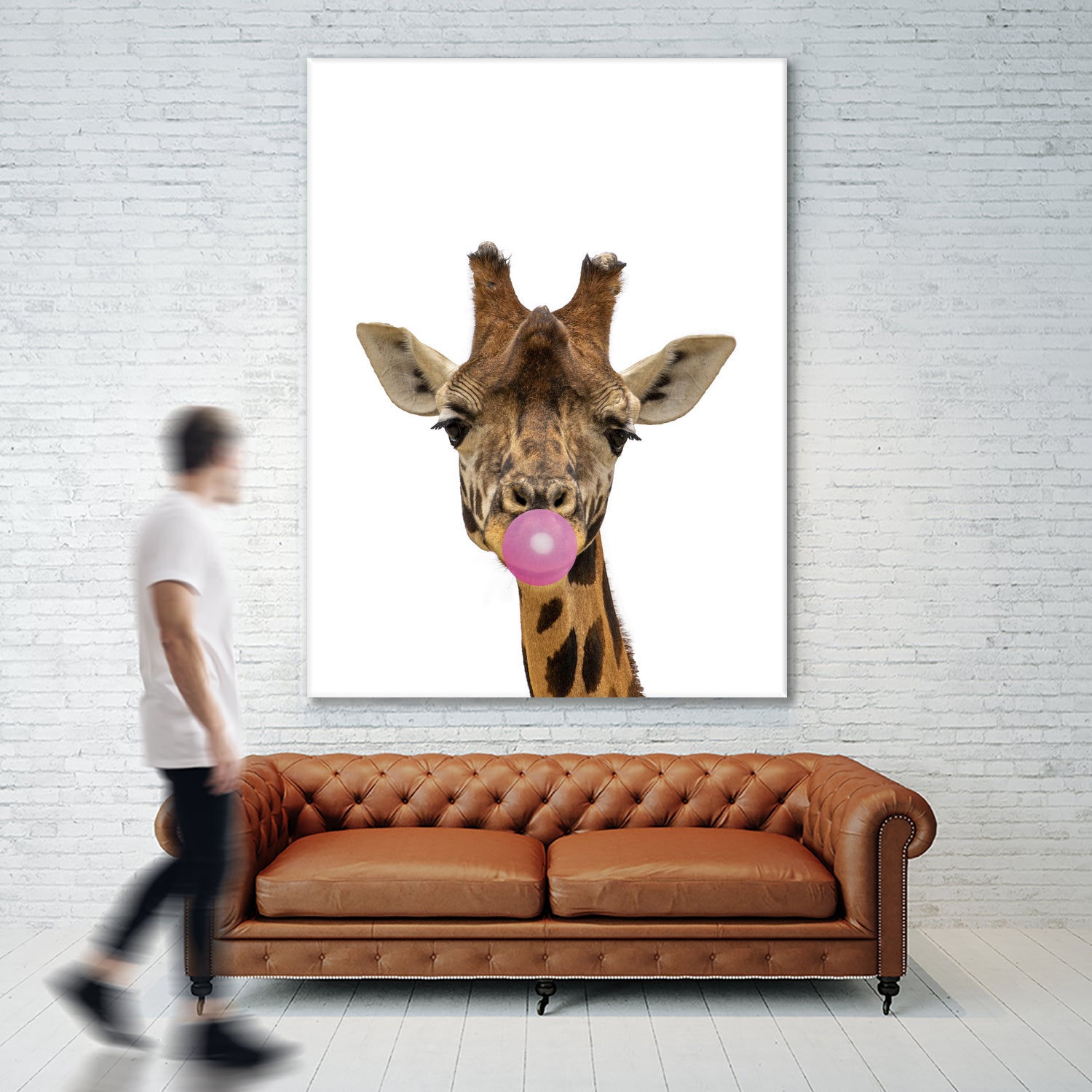 giraffe with bubble gum by miguel angel romero franco on GIANT ART - yellow photo manipulation