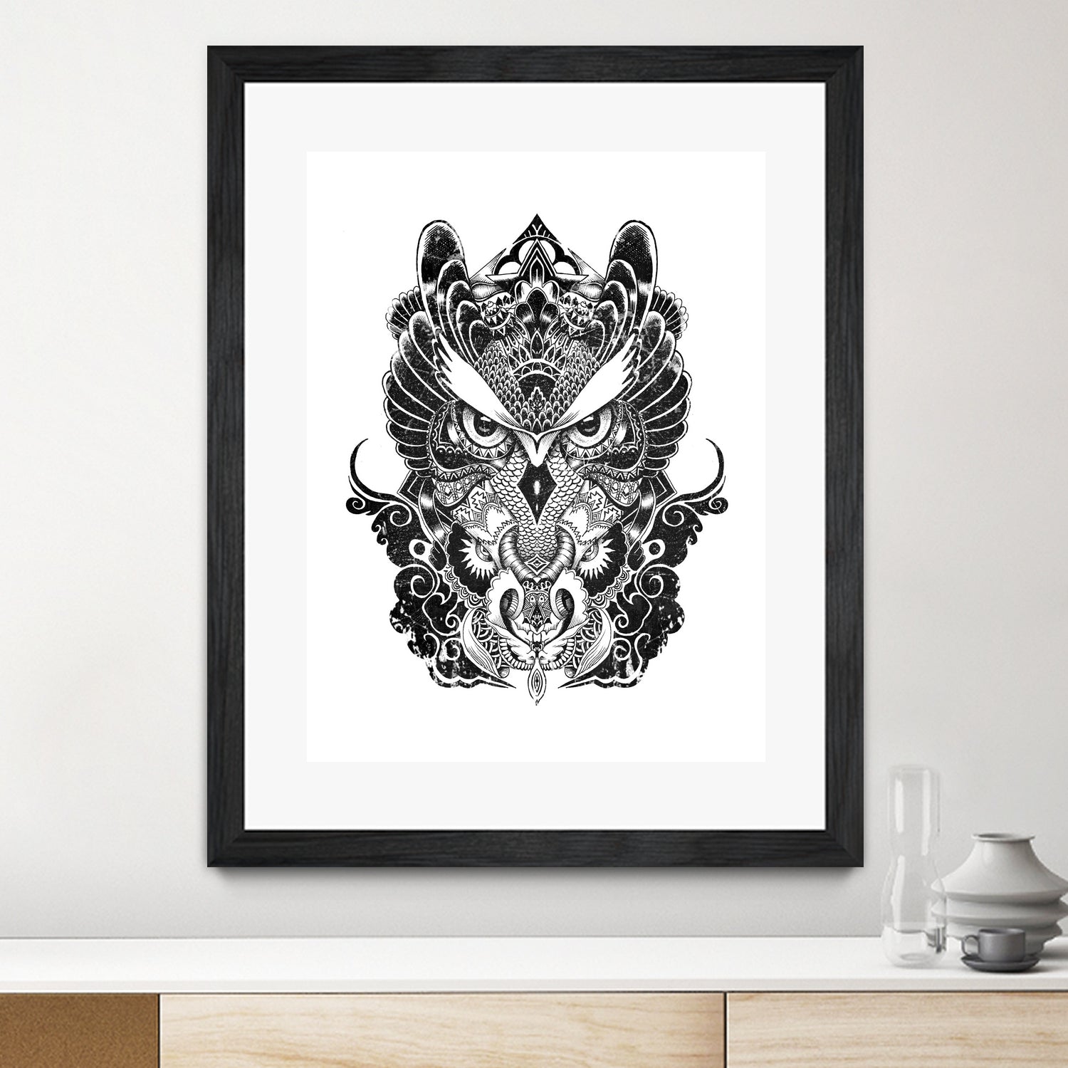 Owl and Dragon by Salvatore C. De Simone on GIANT ART - black mixed media