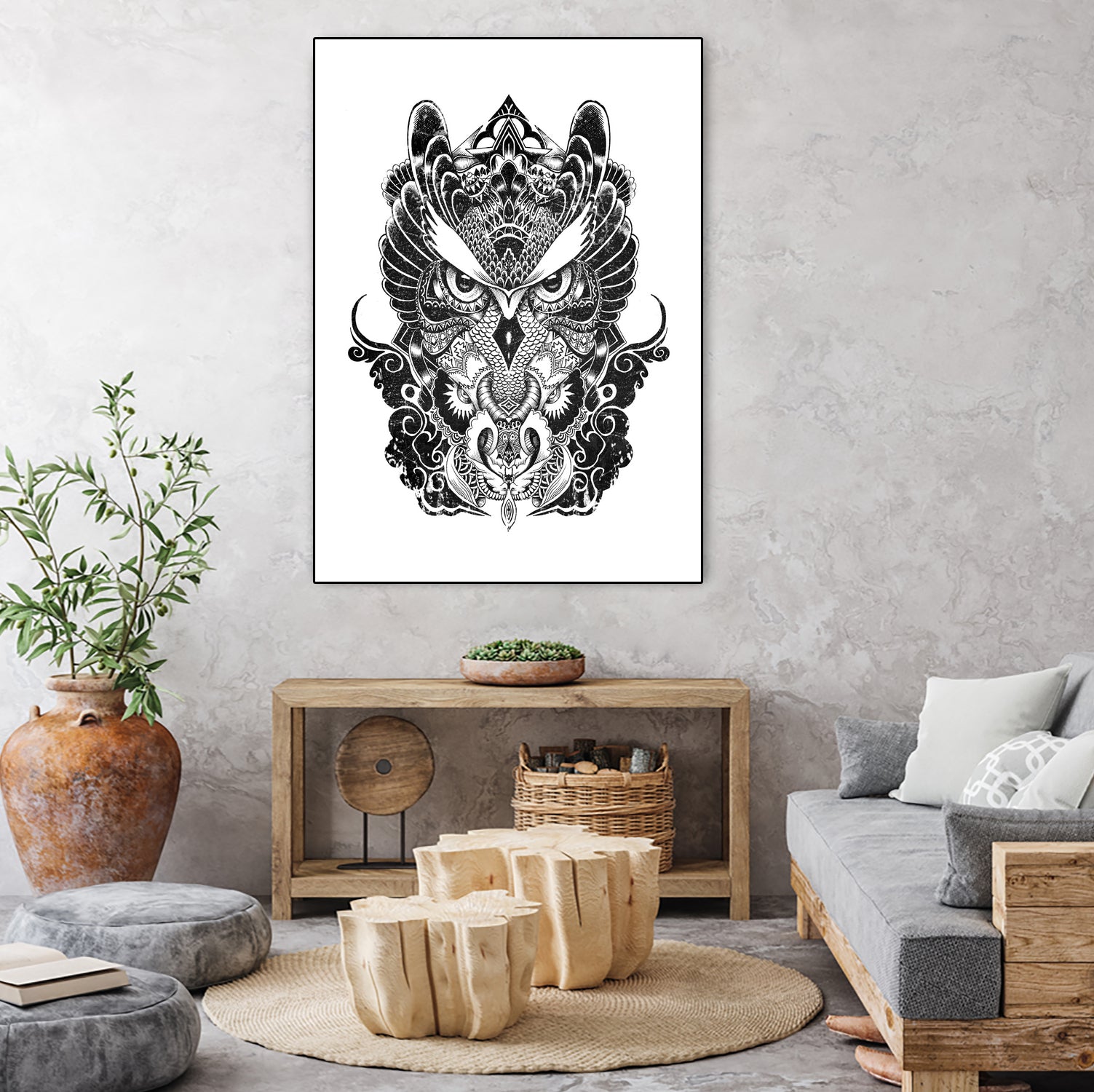 Owl and Dragon by Salvatore C. De Simone on GIANT ART - black mixed media