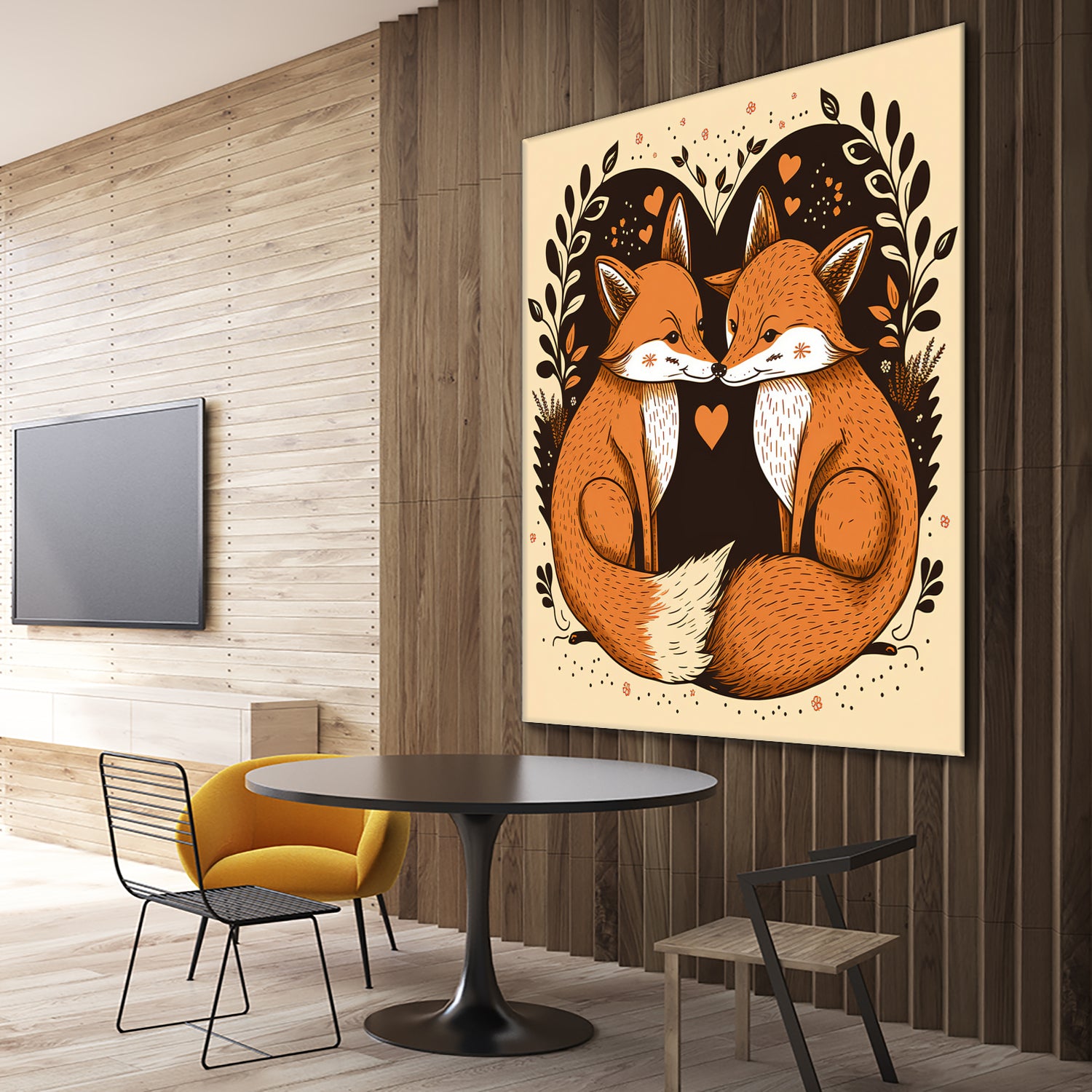 foxes in love by Haris Kavalla on GIANT ART - brown photo illustration