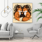 foxes in love by Haris Kavalla on GIANT ART - brown photo illustration