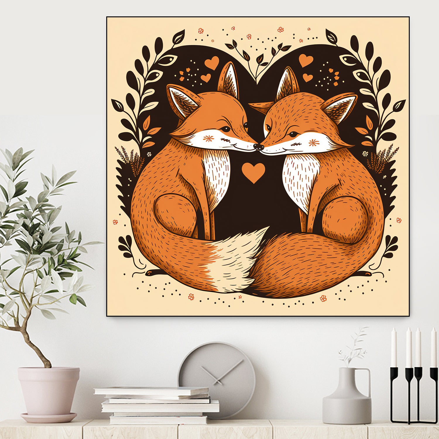 foxes in love by Haris Kavalla on GIANT ART - brown photo illustration