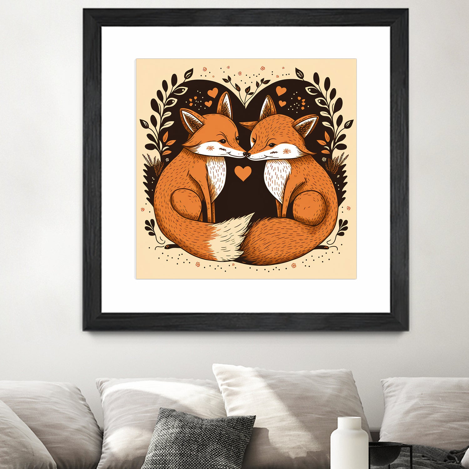 foxes in love by Haris Kavalla on GIANT ART - brown photo illustration