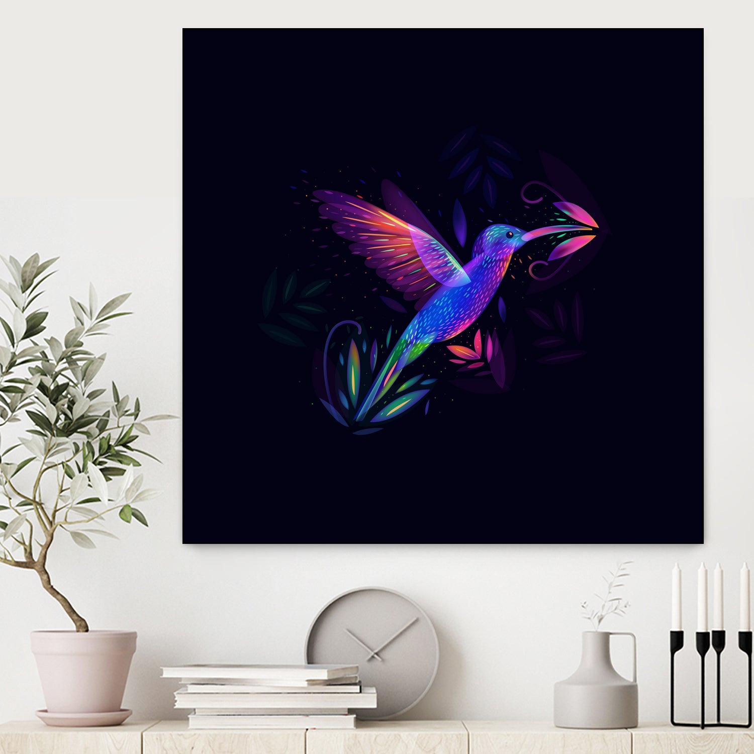 Colibri's world by Ilya Shapko on GIANT ART - blue mixed media