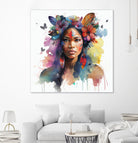 Watercolor Floral Indian Native Woman #1 by Isabel Cerdá Muñoz on GIANT ART - brown digital painting