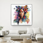 Watercolor Floral Indian Native Woman #1 by Isabel Cerdá Muñoz on GIANT ART - brown digital painting