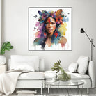 Watercolor Floral Indian Native Woman #1 by Isabel Cerdá Muñoz on GIANT ART - brown digital painting