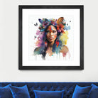 Watercolor Floral Indian Native Woman #1 by Isabel Cerdá Muñoz on GIANT ART - brown digital painting