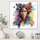 Watercolor Floral Indian Native Woman #1 by Isabel Cerdá Muñoz on GIANT ART - brown digital painting