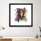 Watercolor Floral Indian Native Woman #1 by Isabel Cerdá Muñoz on GIANT ART - brown digital painting