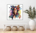 Watercolor Floral Indian Native Woman #1 by Isabel Cerdá Muñoz on GIANT ART - brown digital painting