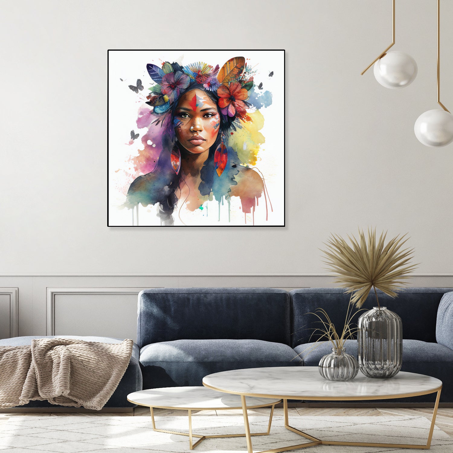 Watercolor Floral Indian Native Woman #1 by Isabel Cerdá Muñoz on GIANT ART - brown digital painting