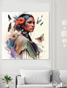 Watercolor Floral Indian Native Woman #3 by Isabel Cerdá Muñoz on GIANT ART - brown digital painting